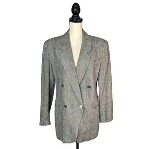 Jones New York Vintage Blazer VINTAGE 90s Glen Check Tartan Plaid 10 Linen chic